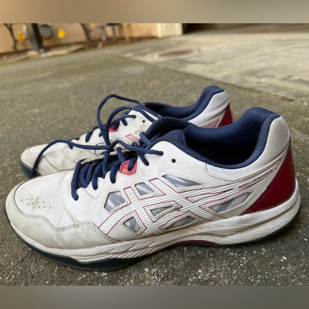 Asics White and Navy Athletic Shoes